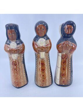 vintage tonala hand painted 3 wise men clay figurines nativity characters